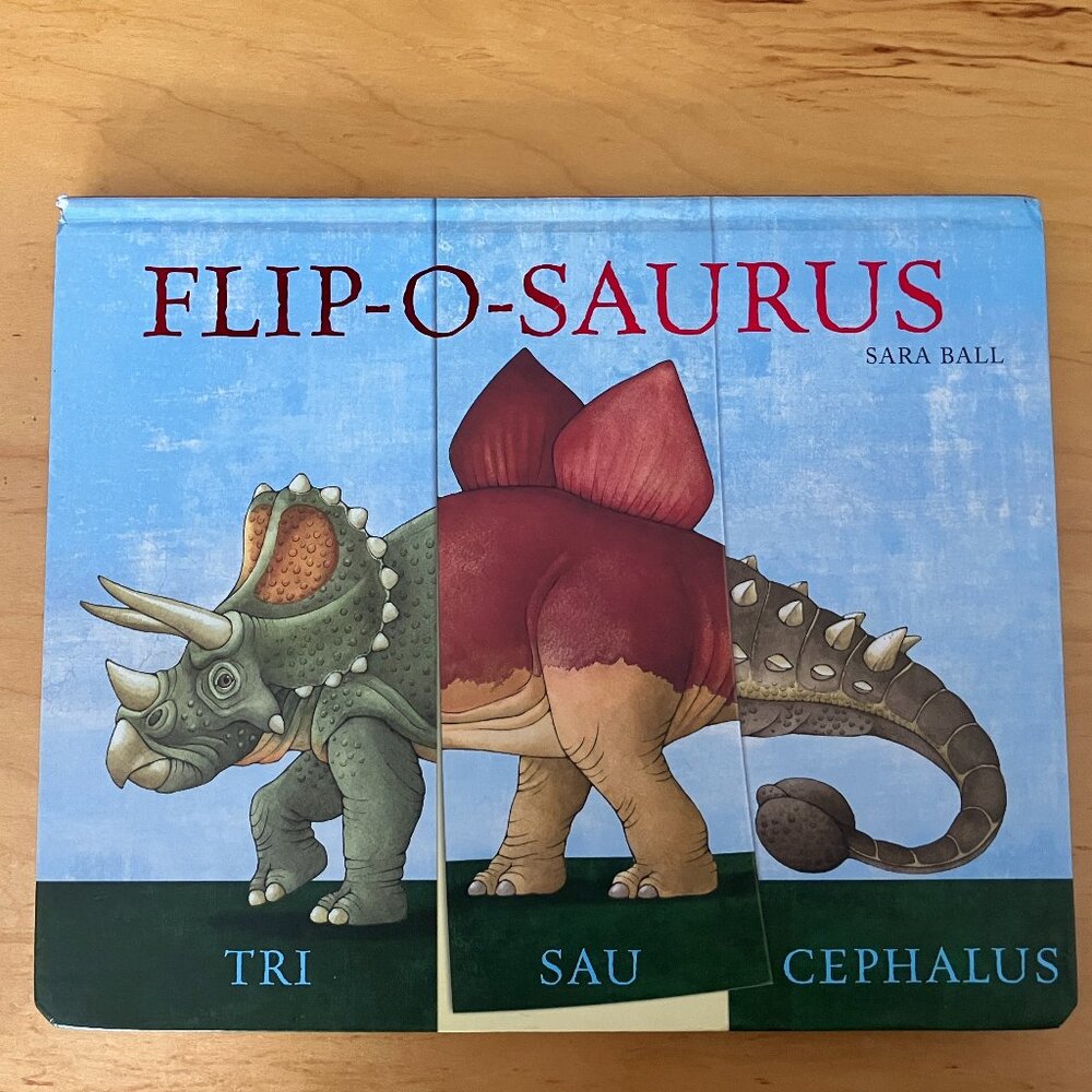 Flip-O-Saurus Board Book By Sara Ball Dinosaur Educational Interactive EXCELLENT